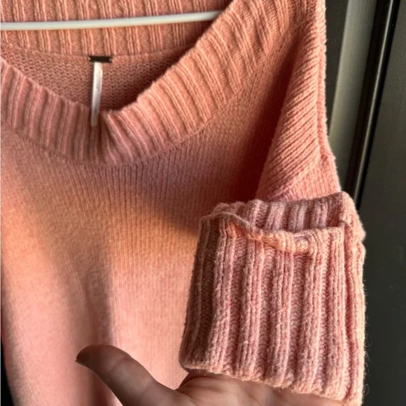 Free People Brookside Tunic Sweater light Pink Size Small - Picture 5 of 9
